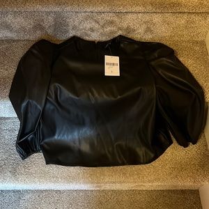 Black faux leather shirt